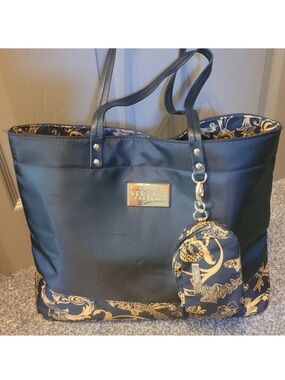 Authentic Versace Perfumes Black and Gold Tote with Pouch
